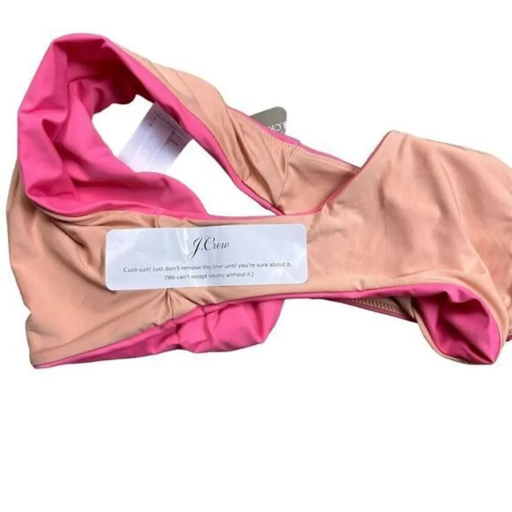 NWT J. Crew Women's Curved‎ Waist Cheeky Bikini Bottom Pink Size L Swimwear